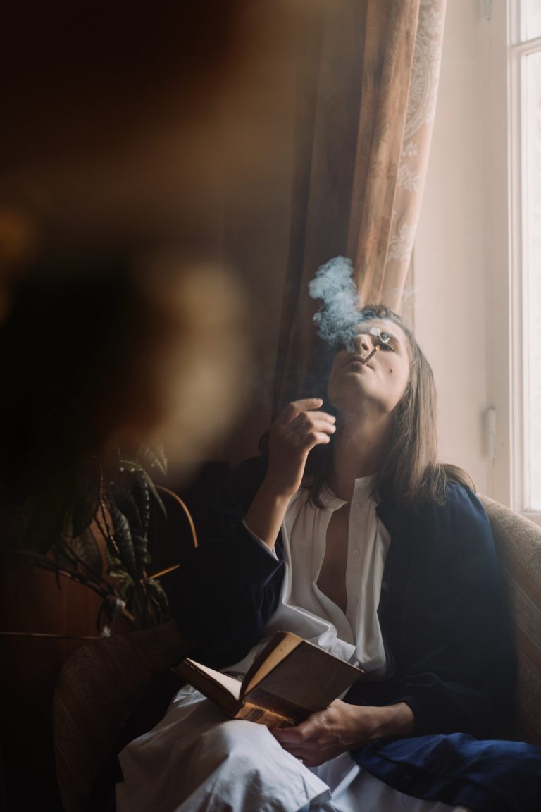 Man Relax while smoking marijuana