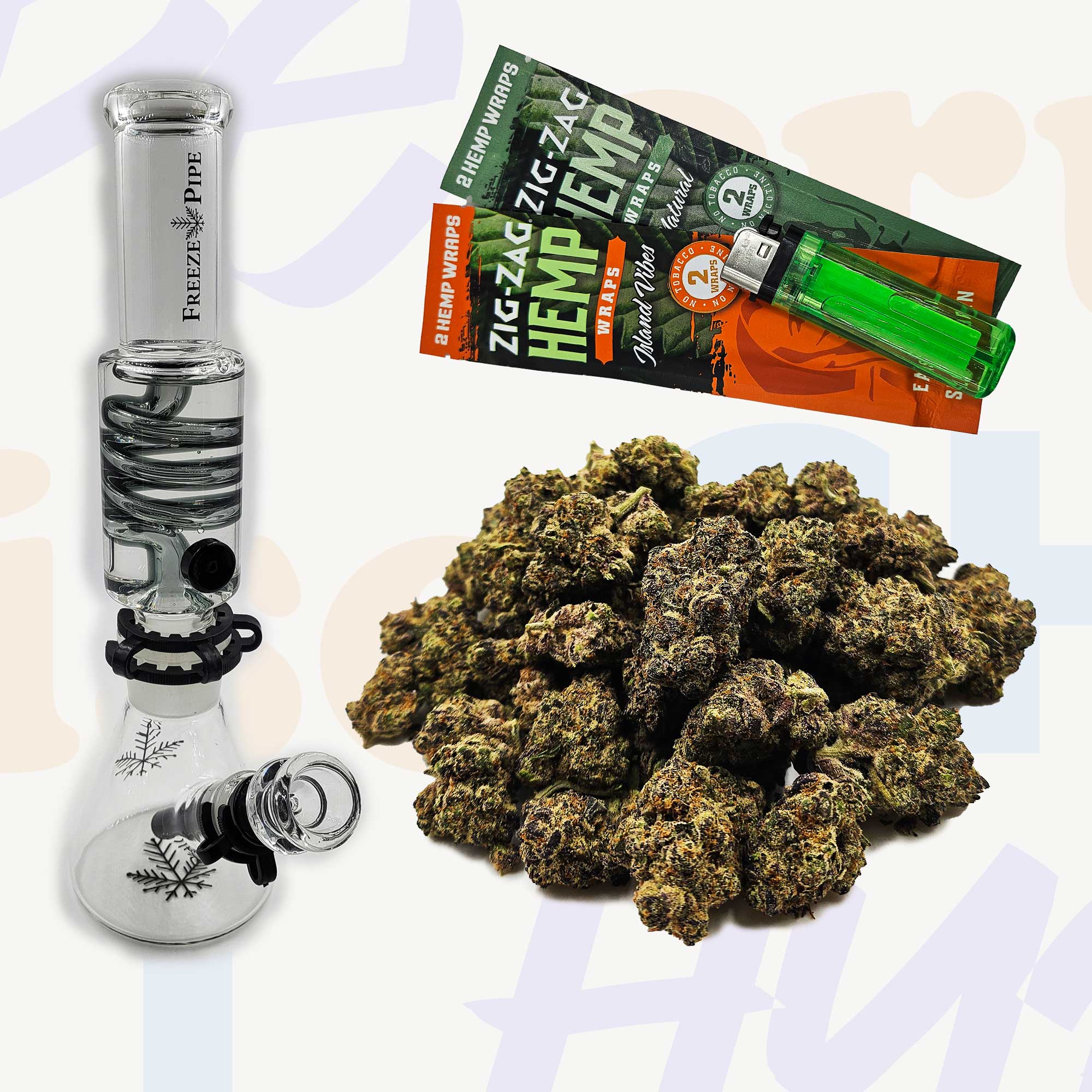 1oz. Top Shelf Flower + Freeze Bong